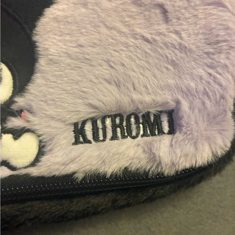 NWT Kawaii Sanrio Kuromi Plush Fuzzy Pencil Pouch